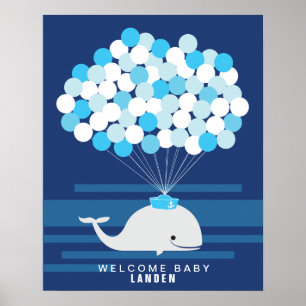 Póster Ballena Libro de invitados para baby shower Impr