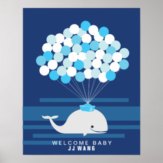 Póster Ballena | Libro de invitados para baby shower Impr