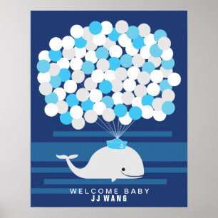 Póster Ballena Libro de invitados para baby shower Impr