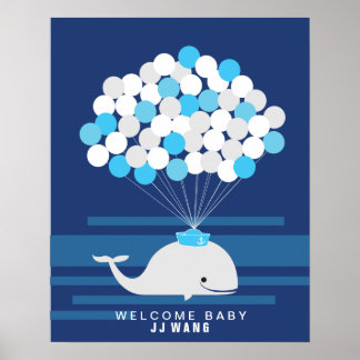 Póster Ballena | Libro de invitados para baby shower Impr