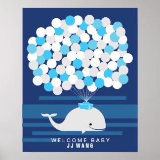 Póster Ballena | Libro de invitados para baby shower para
