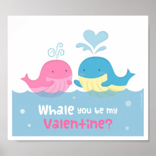 Póster Ballena linda eres mía Valentine Love Wall Decour