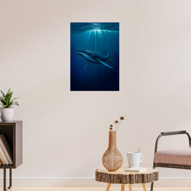 Póster Ballena majestuosa en el profundo Mar Azul (Salón 3)