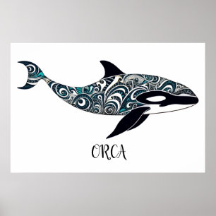 Póster Ballena mamífero orca garabato. -grande