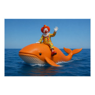 Póster Ballena Naranja Payasa