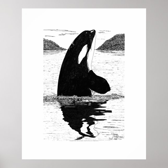 Póster Ballena, pluma y tinta asesinas para la detección  (Frente)