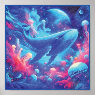 Póster Ballena Psicodélica Sueños Oceánicos