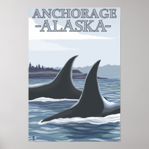Póster Ballenas #1 - Anchorage, Alaska de la orca