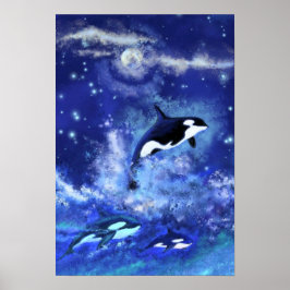 Póster Ballenas asesinas con pintura azul de Poster de lu