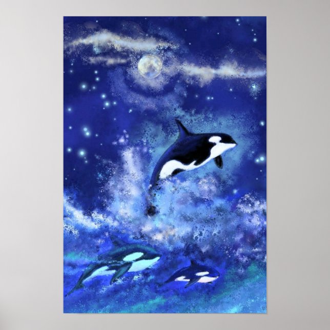 Póster Ballenas asesinas con pintura azul de Poster de lu (Frente)