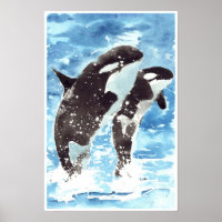 Ballenas asesinas de acuarela