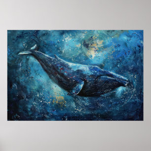 Póster Ballenas azules nadando en el mar