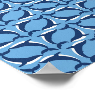 Póster Ballenas blancas azules Yin Yang Sea Animal Ocean