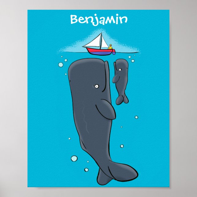 Póster Ballenas cortas y ilustracion personalizado de vel (Frente)