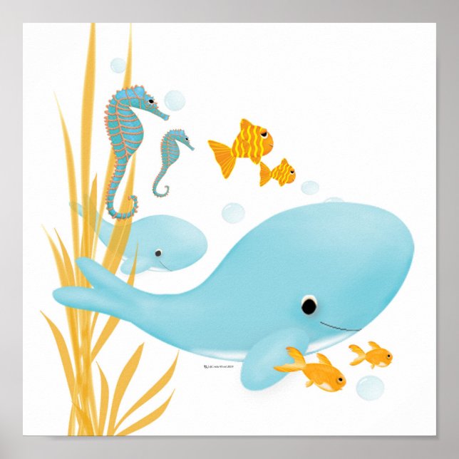 Póster Ballenas en el poster oceánico (Frente)