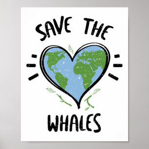 Póster Ballenas Salvan Los Palabras Del Día De Las Ballen