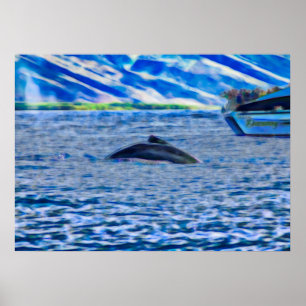 Póster Ballenas viendo el océano azul