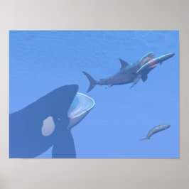 Póster Ballenas y megalónidos submarinos - renderización