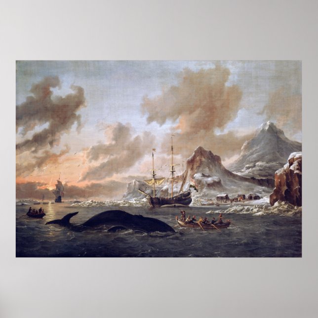 Póster Balleneros holandeses Abraham Storck cerca de Spit (Frente)
