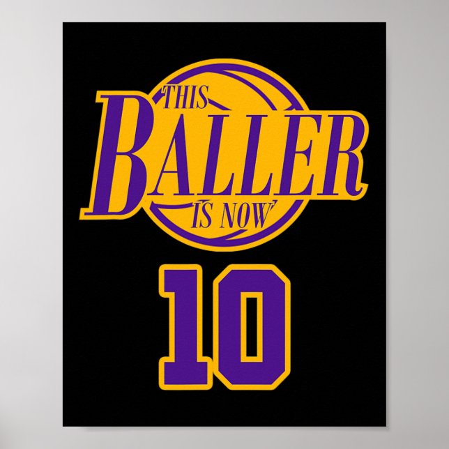 Póster Baller De Baloncesto De Nacimiento De 10 Años De E (Frente)