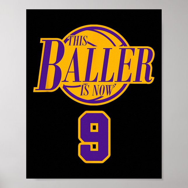 Póster Baller De Baloncesto De Nacimiento De 9 Años De Ed (Frente)