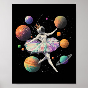 Póster Ballerina Astronauta Bailando En Planetas Espacial