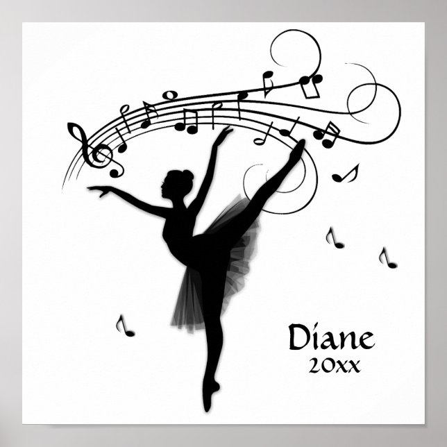 Póster Ballerina bailando con música personal (Frente)