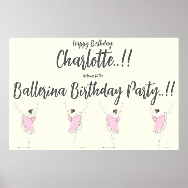 Póster Ballerina Birthday Party (Frente)