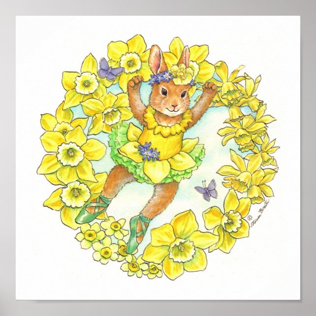 Póster Ballerina Bunny Print Jonquil (Frente)