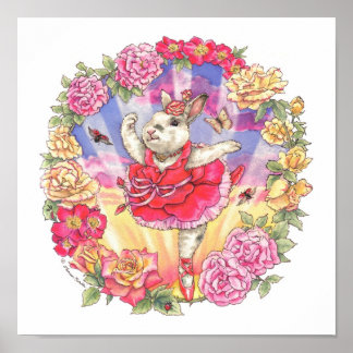 Póster Ballerina Bunny Print Rosa