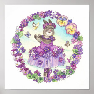 Póster Ballerina Bunny Print Violet