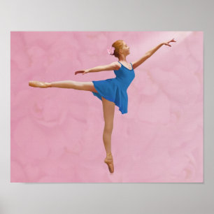 Póster Ballerina con Rosa en arabesco