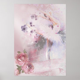 Póster Ballerina con Rosas y violetas