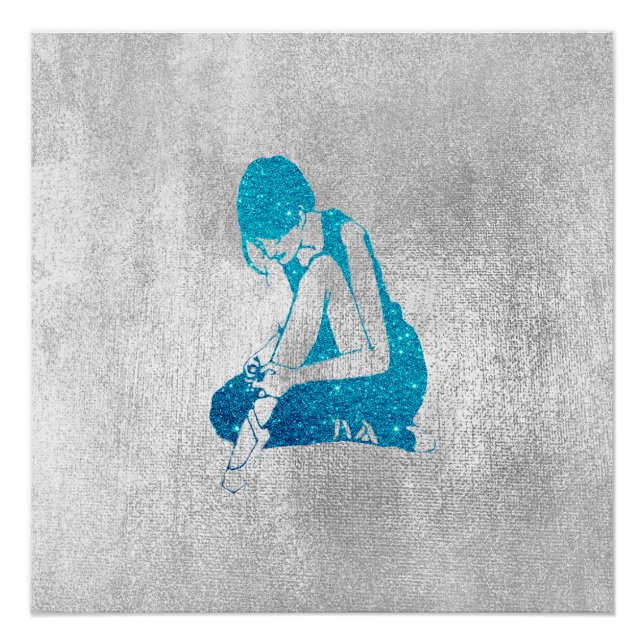 Póster Ballerina Dancer Metallic Gris Plata Turquesa (Anverso)