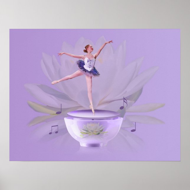 Póster Ballerina de caja de música con Lirio de Agua (Frente)