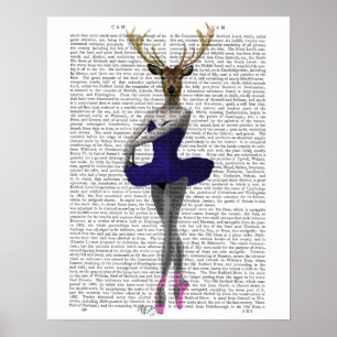 Póster Ballerina Deer en azul