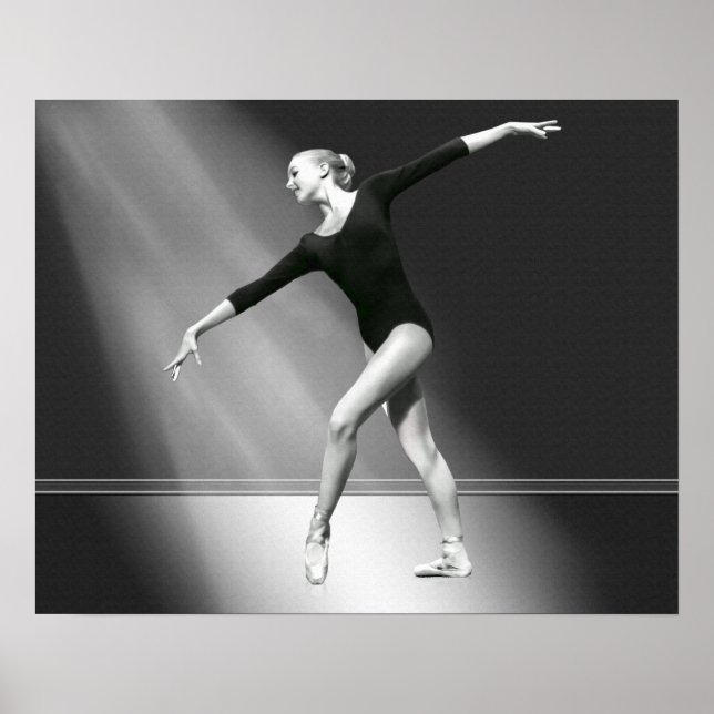 Póster Ballerina en blanco y negro (Frente)