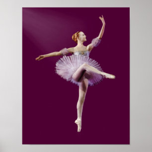 Póster Ballerina en Personalizable morado y blanco