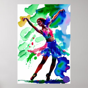 PÓSTER BALLERINA EN PETRÓLEO NEONO