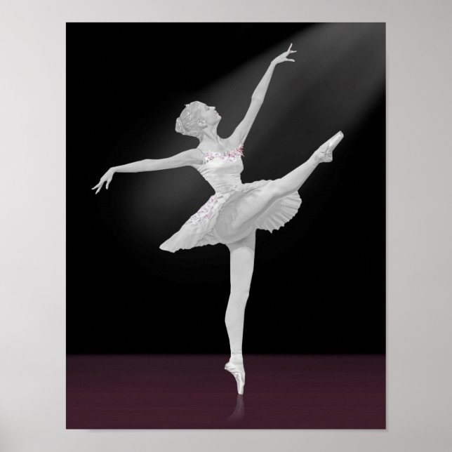 Póster Ballerina en plata y negro (Frente)