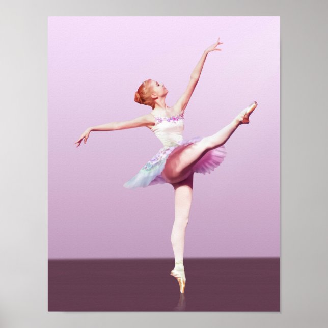 Póster Ballerina en rosa y lavanda (Frente)