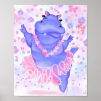 Ballerina Hippo Poster feliz bailarina de ballet
