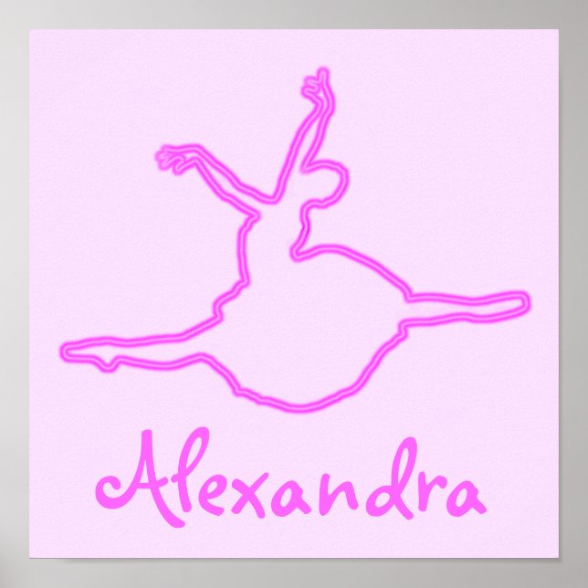 Póster Ballerina Neon Pink Personalizada bonito (Frente)