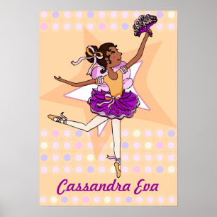 Póster Ballerina peach - chica de pelo oscuro "su nombre"