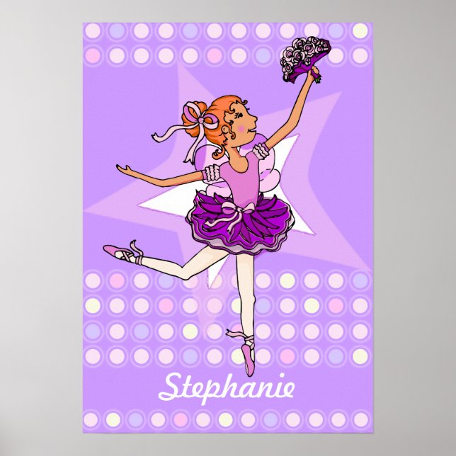 Póster Ballerina peach - chica de pelo rojo "su nombre" p (Frente)