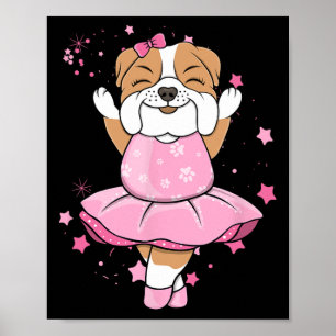 Póster Ballerina Rosa Bulldog Inglés Canción De Perro En 