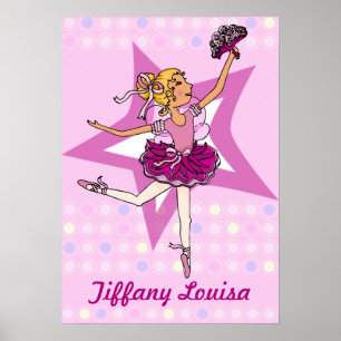 Póster Ballerina rosa - chica rubio "su nombre" poster