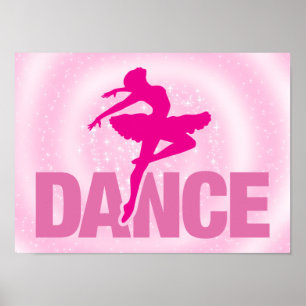 Póster Ballerina Rosada Caliente Dance Sparkle