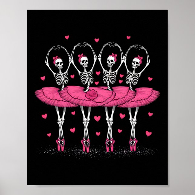 Póster Ballerina Skeleton Dance Divertido ballet Hallowee (Frente)