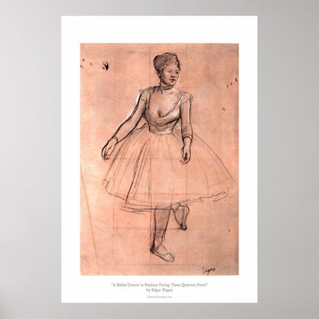 Póster Ballerina sketch by Degas pretty ballet dancer art (Frente)